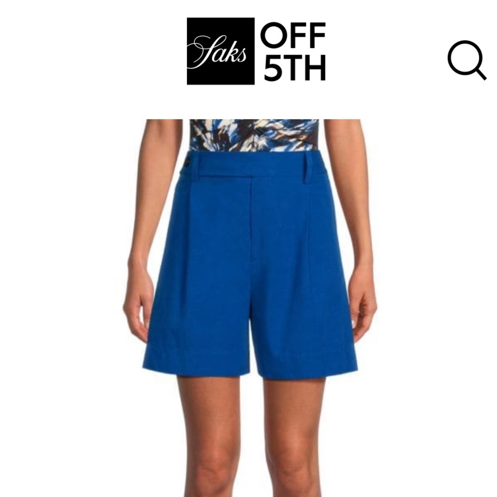 Blue 100% Linen Shorts 6